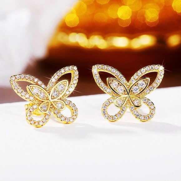 Cute Silver Gold Rose Gold Plated Animal Earring Stud for Women, HA4489